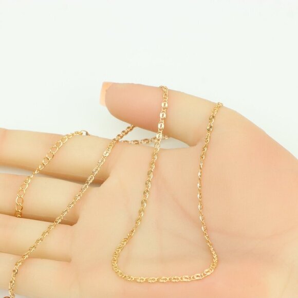 Elegant Rose Gold Necklace with Textured Chain & Adjustable Length, XPNL0402 - Picture 3 of 11